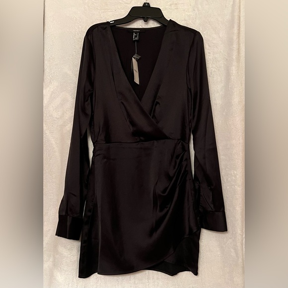 NWT Satin Surplice Tulip-Hem Mini Dress - Picture 6 of 14